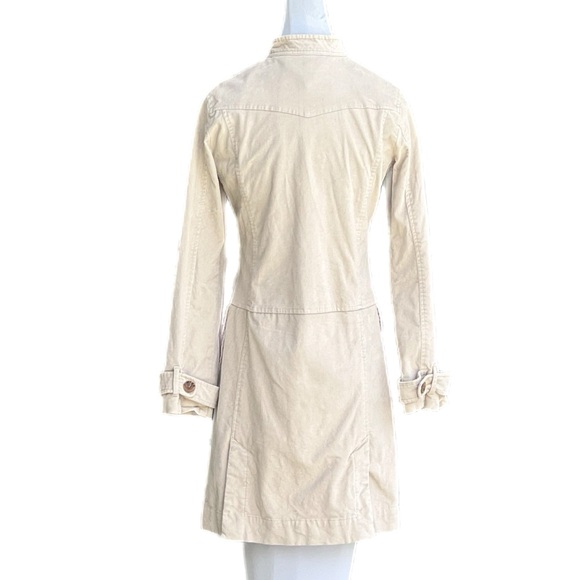 Tommy Jeans Vintage Velvet Trench Coat Khaki Cream Med Cute Great Condition - Picture 5 of 14